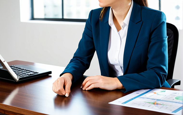 A thoughtful professional woman in a modest business suit, sitting at a polished wooden desk in a bright, contemporary office. She is holding a small, elegant compass, symbolizing her 'north star' and core values, and intently looking at a well-organized blueprint or a clear decision framework laid out before her. The office environment is tidy and bathed in natural light, conveying clarity and focus. The atmosphere is calm and reflective, emphasizing deep thought and intentionality. Safe for work, appropriate content, fully clothed, professional, perfect anatomy, correct proportions, natural pose, well-formed hands, proper finger count, natural body proportions, professional photography, high quality, studio lighting.