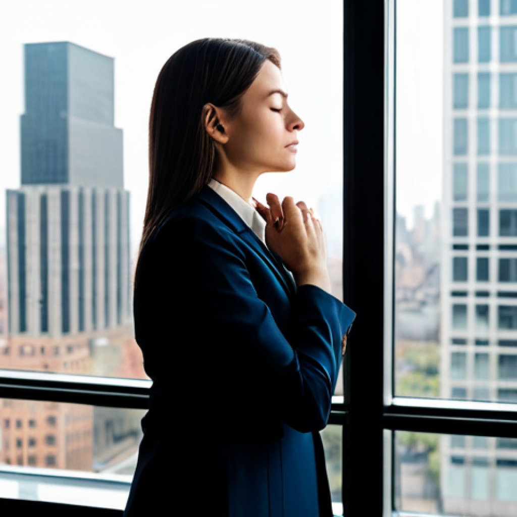 의식적 선택 훈련의 기본 개념 이해하기 - The Pause - Reflective Decision**

A businesswoman in a modern, fully clothed business suit, standin...