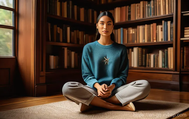 의식적 선택 훈련의 실천적 접근법 - **Prompt 1: The Mindful Pause in a Busy World**
    "A serene young professional, female, 30s, with ...