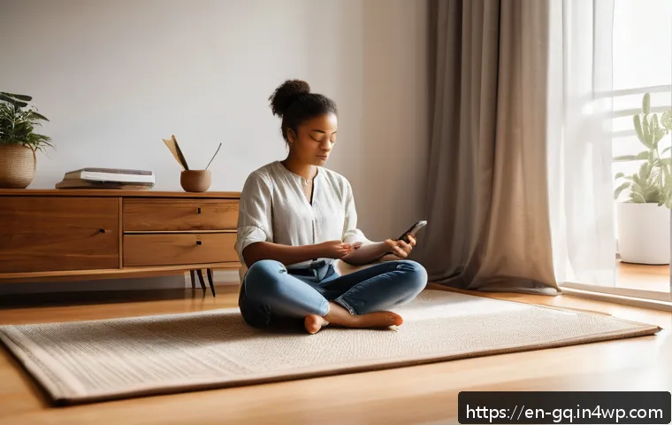 의식적 선택 훈련 사례 연구 분석 - A serene morning scene in a cozy, sunlit bedroom where a young professional is choosing mindfulness ...